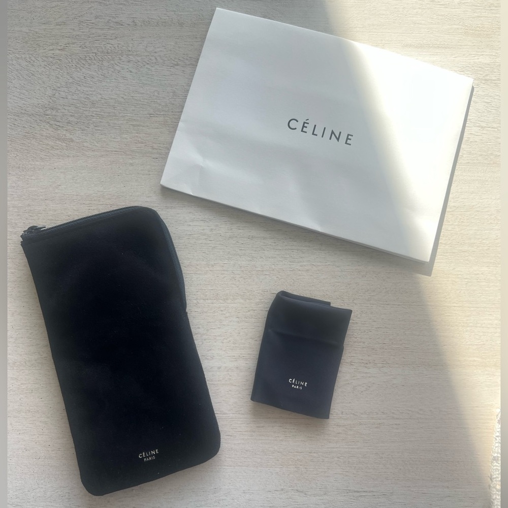 NWT Celine Suede Sunglasses Soft Case & Cleaning Cloth in Black